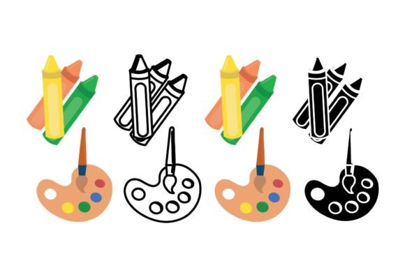 Back to School Crayon Palette Flat Icon