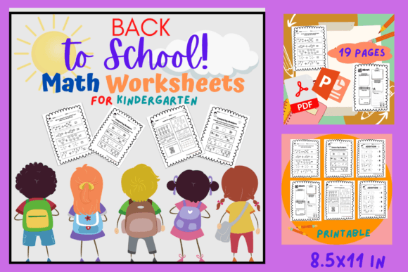 Back to School Math Worksheets for Kindergarten and First Grade